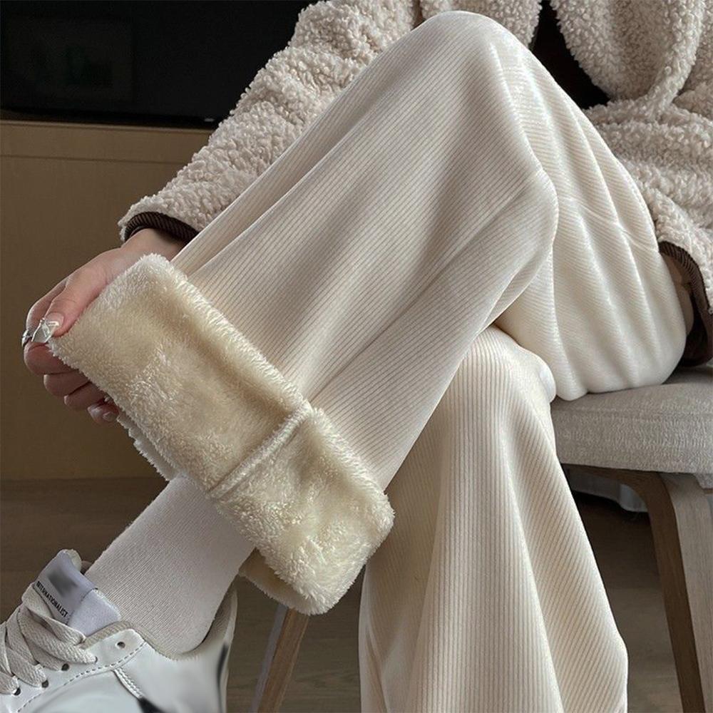 Dámské plus sametové manšestrové kalhoty ležérní sportovní kalhoty s širokými nohavicemi pro ženy korejské zimní oblečení 2024 tepláky silné kalhoty