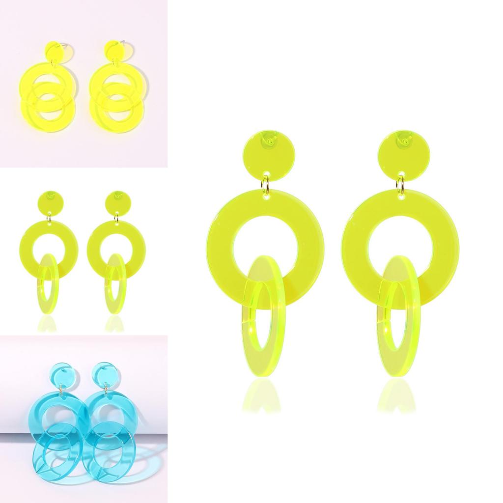 Geometric Acrylic Earrings With Fluorescent Color For Summer Fashion And Festival Accessories