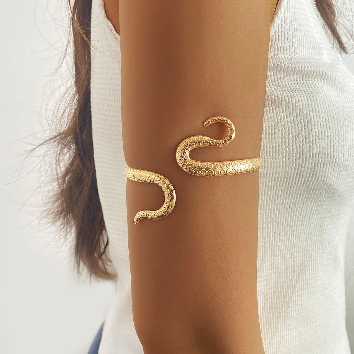 European American Jewelry Punk Iron Electroplated Cuff Bracelet with Snake-shaped Design Holiday Style Beach