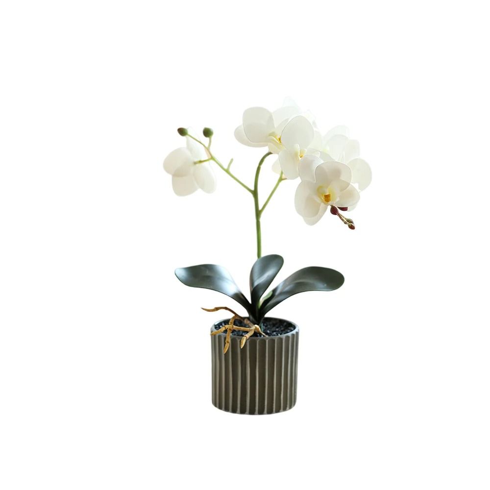 Realistic Artificial Orchid Flower Bonsai 8 Flowers Fake Orchid  Home Garden Decoration
