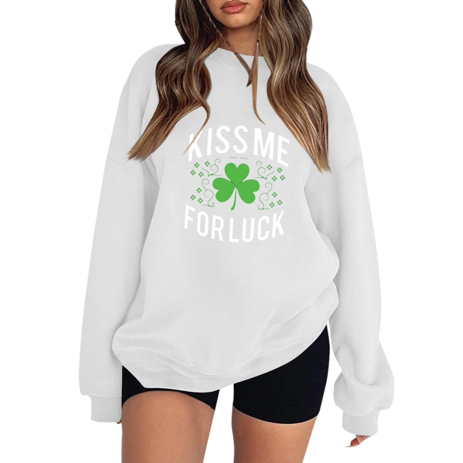 

Женская повседневная мода ко Дню святого Валентина с принтом, длинным рукавом, круглым вырезом, толстовки, пуловеры, топы XL белый