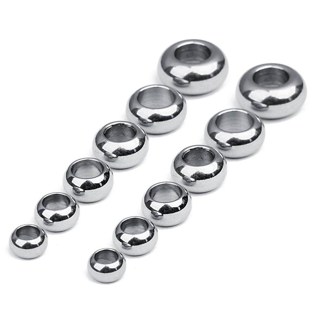 20pcs/lot Stainless Steel Beads Large Hole Round Loose Spacer Beads For Jewelry Making DIY Charms Bracelets Necklace Accessories