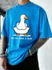 Let Me Have A Look Goose Print Washed T Shirt Man Summer Crewneck Clothes Trendy Cotton Short Sleeves Casual Oversize TShirt