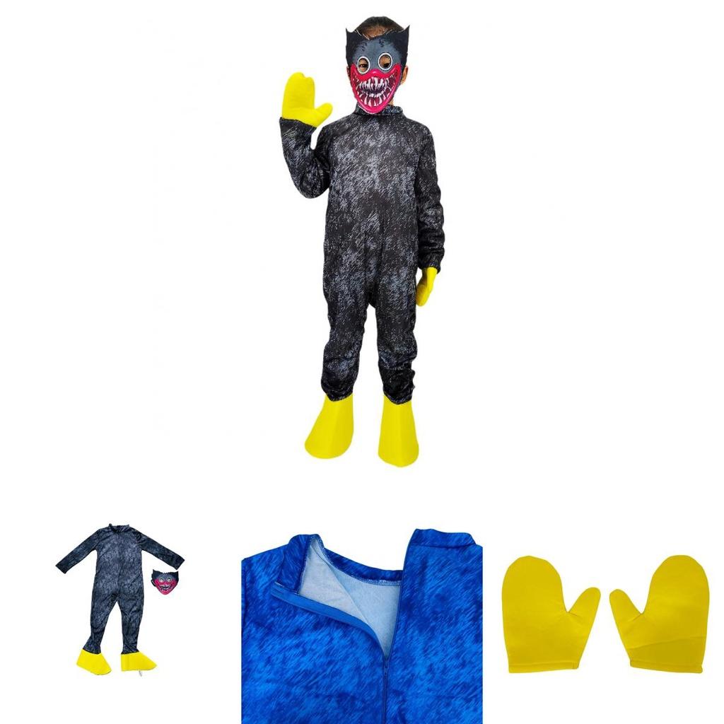 Kids Huggy Wuggy Poppy Playtime Cosplay Costume Bodysuit Jumpsuit Mask Gloves For Unisex