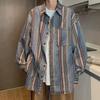 Men's Japanese Retro Striped Long-Sleeve Shirt – Spring/Autumn Casual Hong Kong Style Jacket