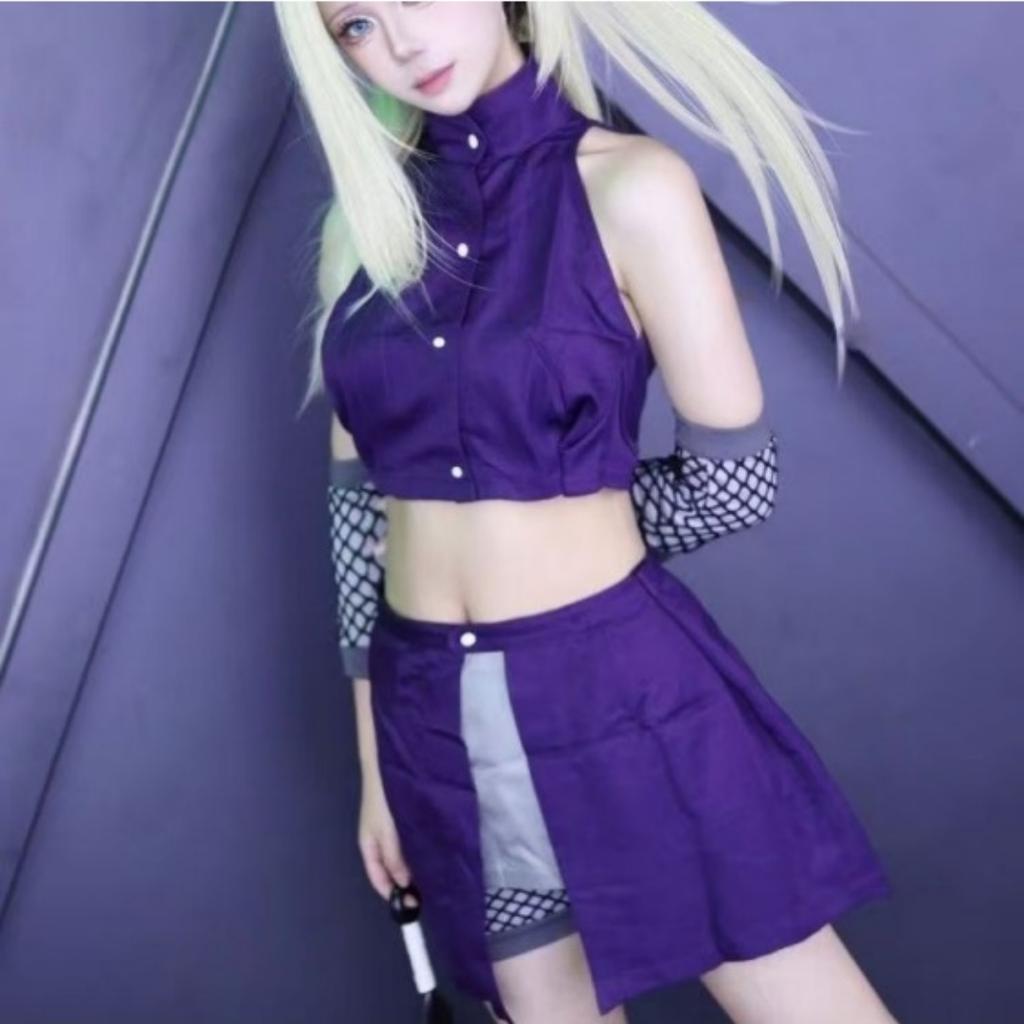 HOLOUN Anime Yamanaka Ino Cosplay Costume Top Skirt Waist Bag Leg Covers Cos Convention Daily Wear Gift