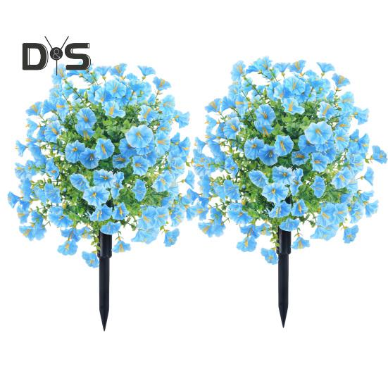 Faux Morning Glory Flowers Artificial Morning Glory Bush with Ground Spike Realistic Fake Greenery Shrubs for Outdoor Indoor Farmhouse Porch Patio