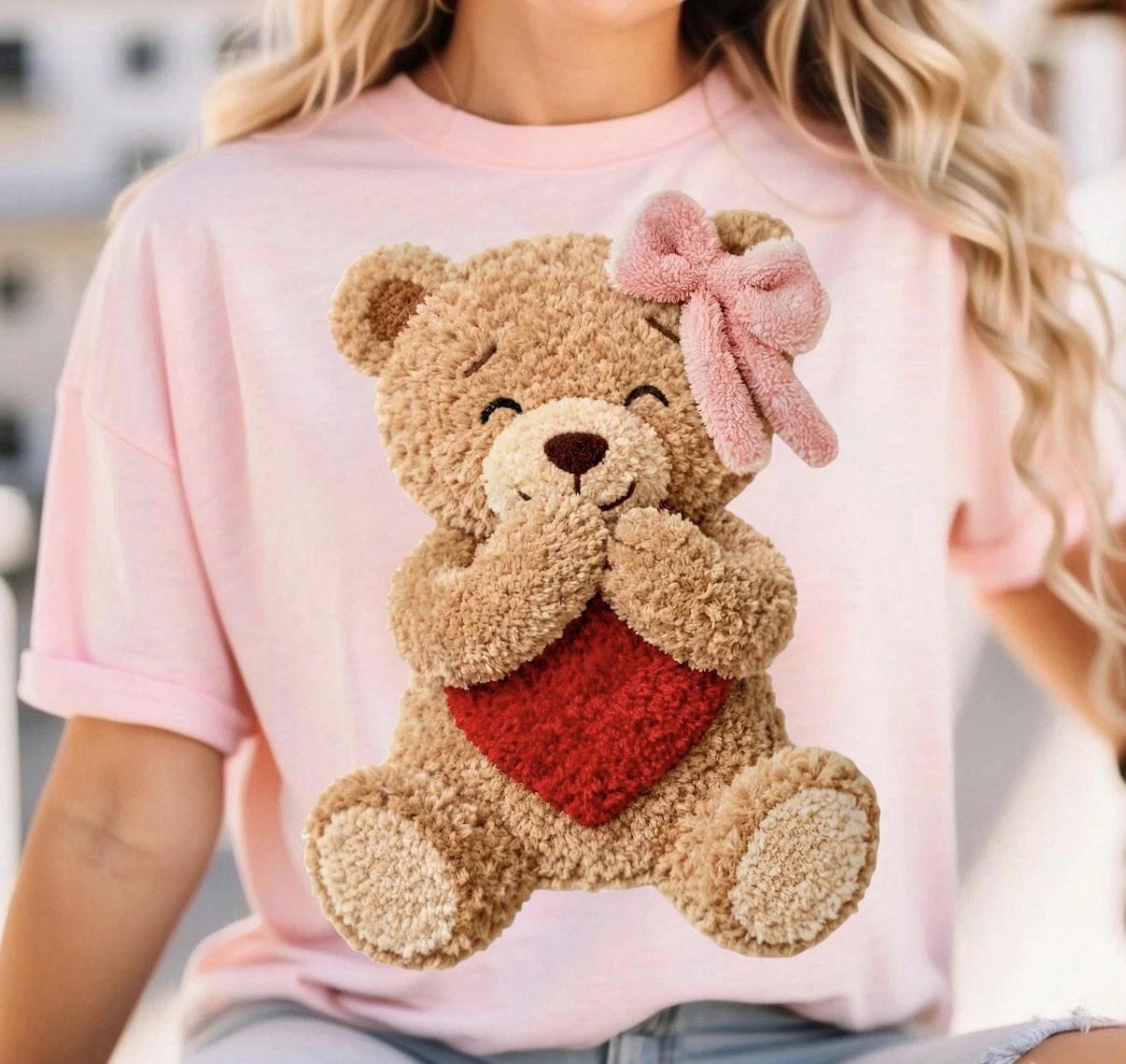 Teddy Bear Valentines Love Cupid Hearts Custom T-Shirt Top Tee Size S-3XL S