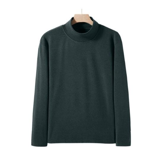 Men Turtleneck Base Shirt Solid Color Long Sleeve Thin Stretchy Tops Autumn Winter Style Base Layer Tops