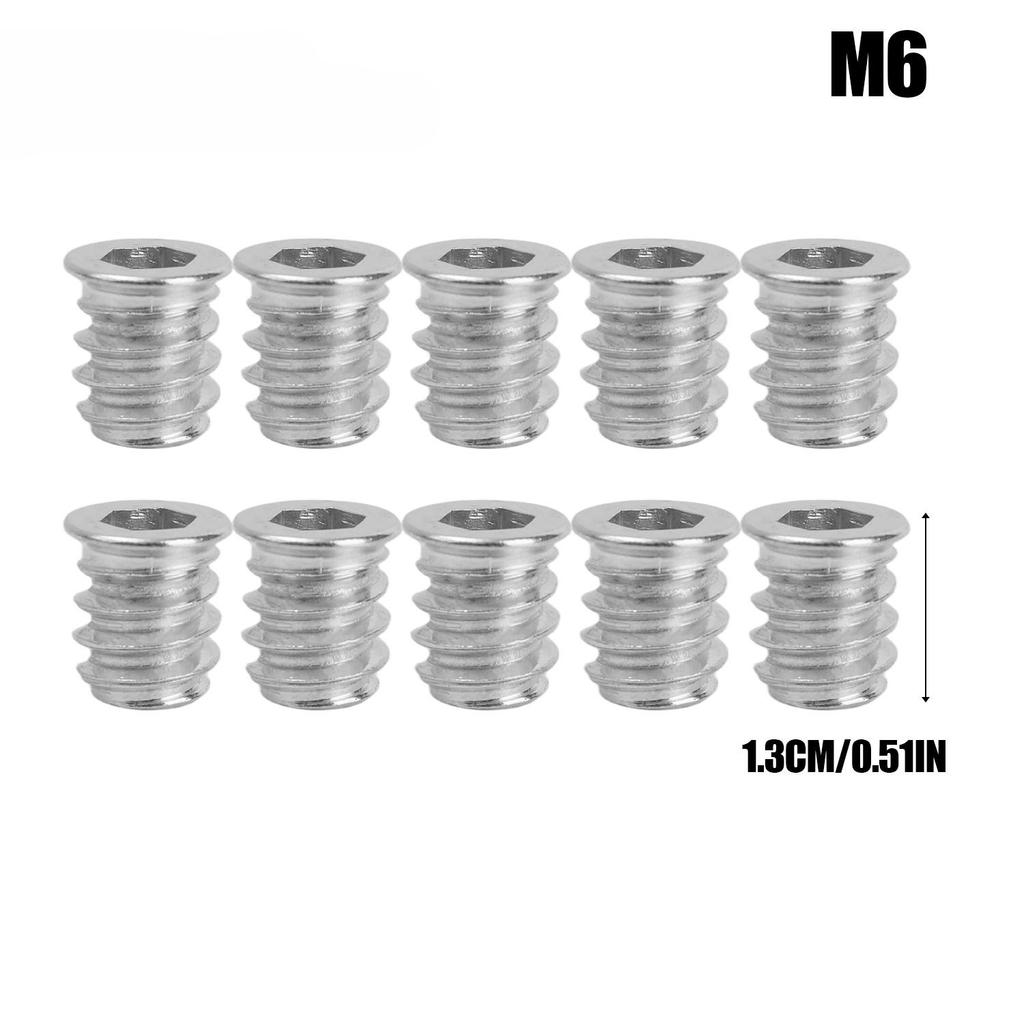 1050X Threaded Inserts Wood Insert Nuts Carbon Steel Woodworking Nuts Inserts Wood Bolt Furniture Screw Hardware Hexagon Nuts