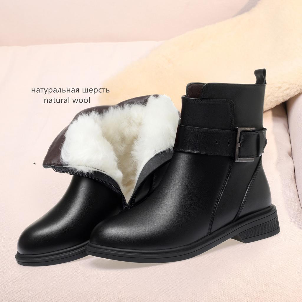Fashion AIYUQI Women's Winter Boots 2025 New Genuine Leather Wool Warm Women's Short Boots Llarge Size 41 42 43 Women Motorcycle Boots