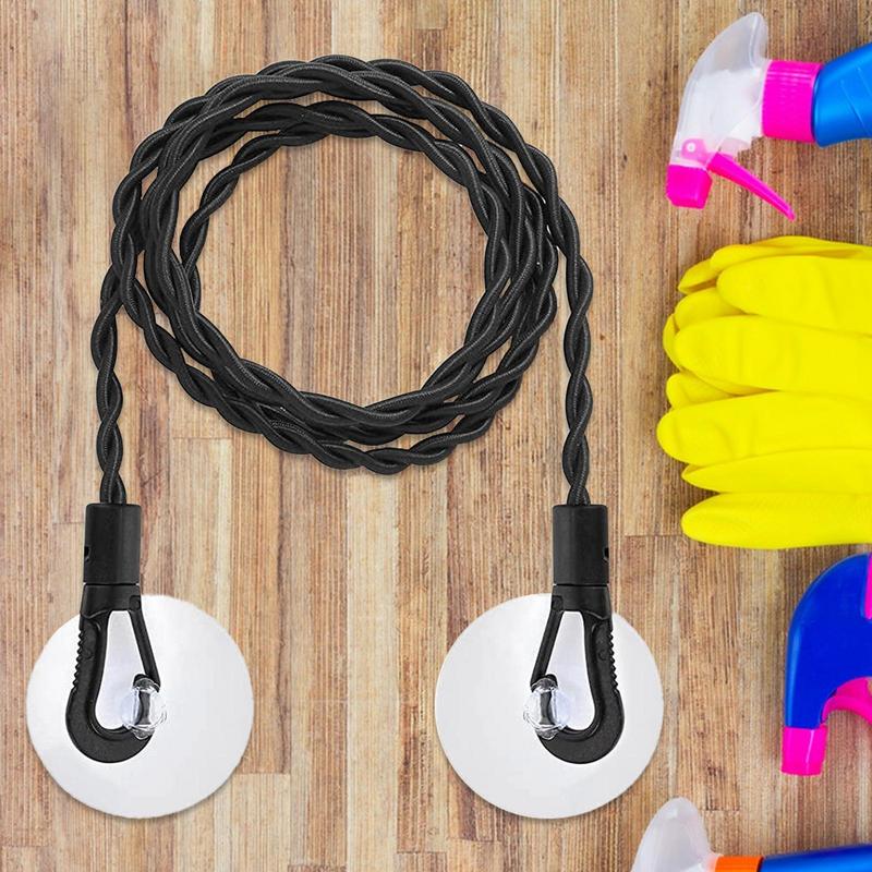 Camping Clothesline Clothing Lines With Strong Suction Cups Foldable Anti-Slip Hook Windproof Heavy Duty Wire For Bathroom