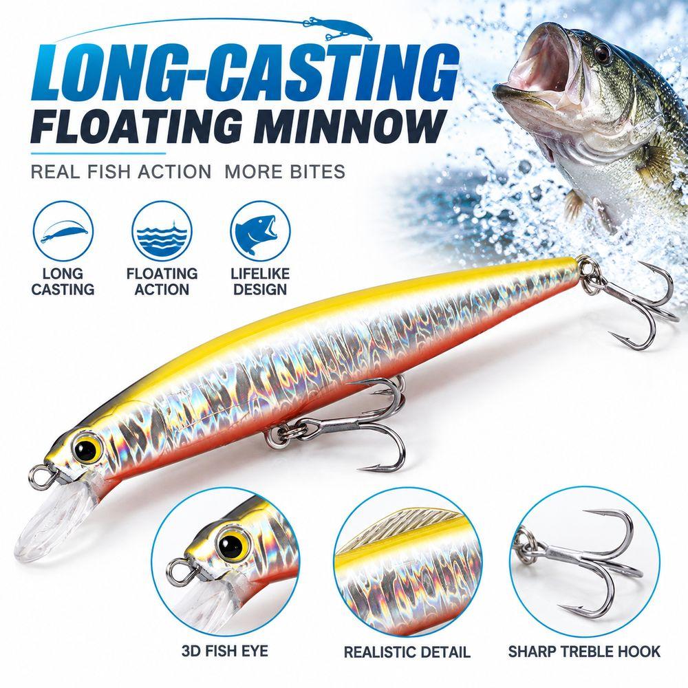 3D Bionic Fish Eyes Minnow Fishing Lure Streamline Hard Bait New Bionic Bait Saltwater Fishing