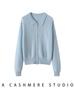 Cashmere Polo Collar Double Zipper Women's Slim Fit Knit Sweater