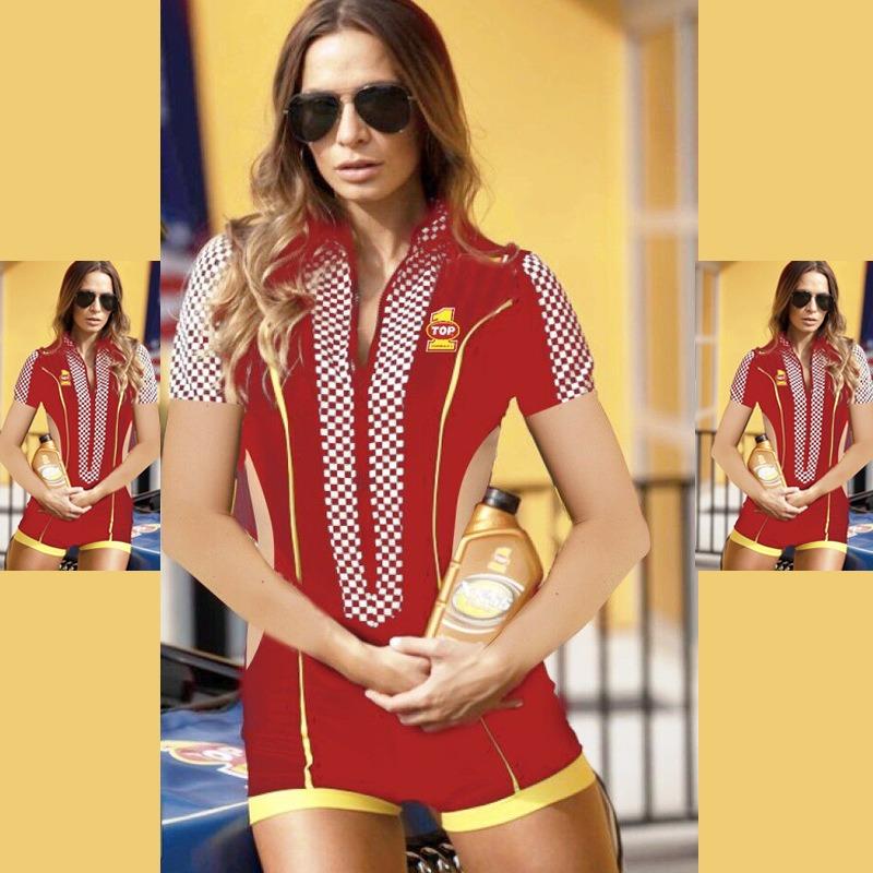 New Female Racer Halloween Model Cosplay Locomotive Catwalk Cheerleading Costume Game Uniform Fashion