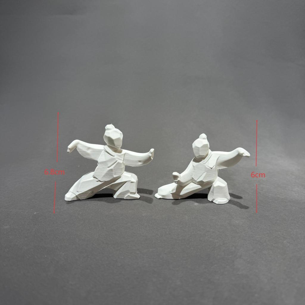 3D Printed Martial Arts Figurines Set Desktop Decor Home Bonsai Ornament Kung Fu Pose Statue Figurines Tabletop Decoration Gifts