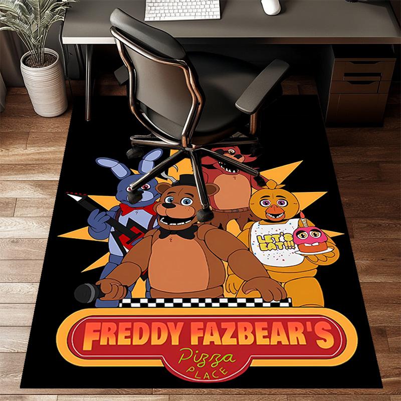 Custom Freddy bear Mat Personalized Name, Polyester Washable Indoor Entryway Rug, Gift for Christmas, Easter, Thanksgiving Day