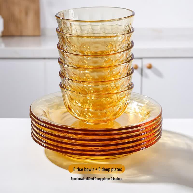 Youluo Amber Microwave-Safe Glass Bowl