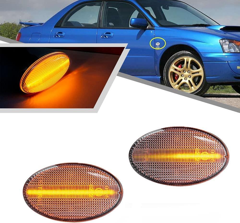 Subaru Compatible Impreza GD Legacy BE Filester SF5 Pleo RA Vivio KK KW KY Fiber LED Sequential Fender Front Side Marker Turn Signal with Clear Lens