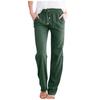 Women Casual Cotton And Linen Drawstring Elastic Waist Long Straight Pants