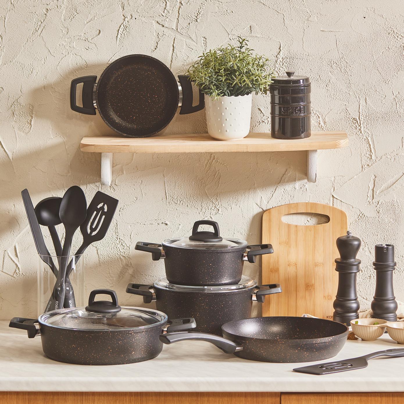 

Karaca Набор посуды из 13 предметов, биогранит, цвет черно- золотой