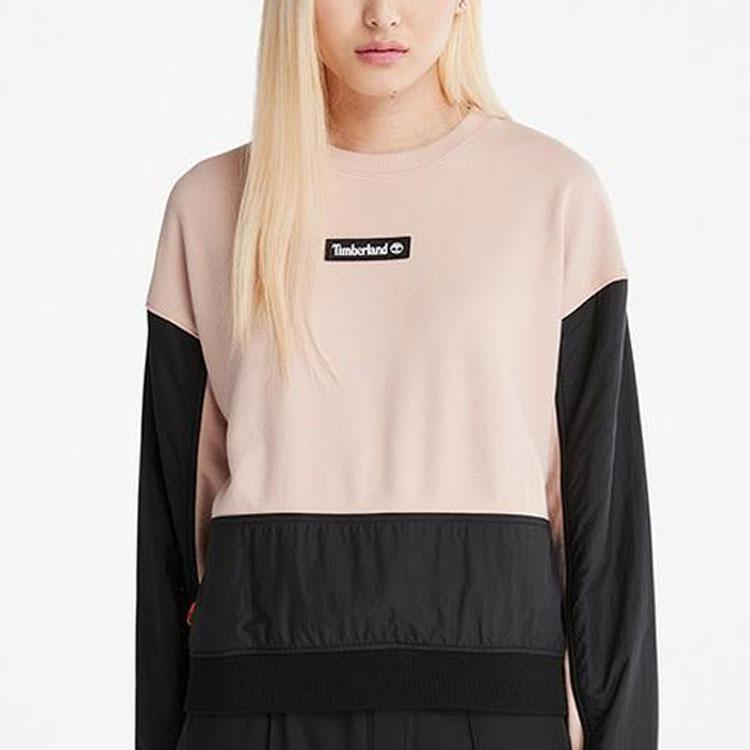 Timberland Color Block Loose Fleece Pullover Sweatshirt Women Tops Light-Pink A5X3H-662