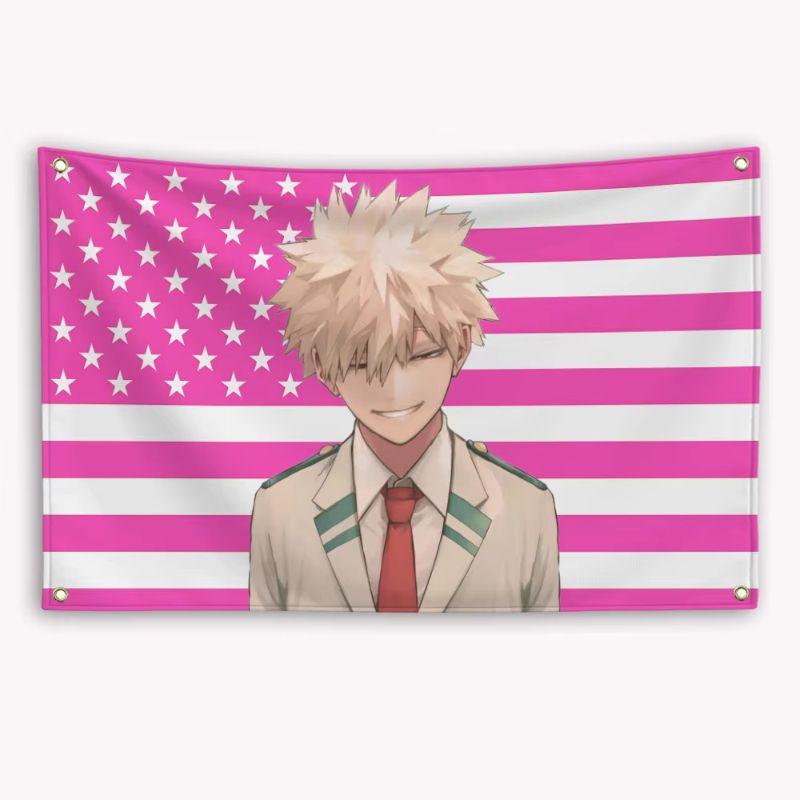 My Hero Academia Deku Wall Tapestry Pink Flag Anime Manga Home Decor Vibrant Art Soft Durable Cozy Aesthetic Gift Indoor