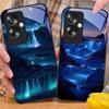 Kolorowa Aurora Dla Oppo A79 5G 58 78 74 60 4G Reno 11F Realme GT 6 11 Note 50 10 C55 X2 Szkło Hartowane Czarny Pokrowiec na Telefon