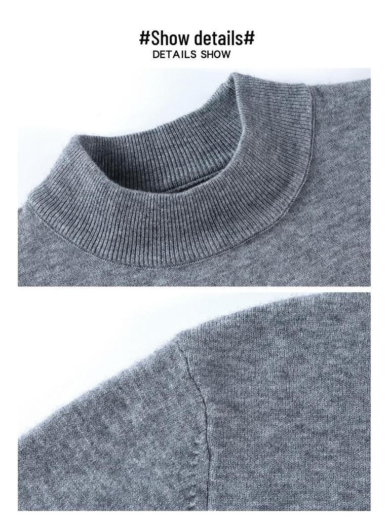 Herren Pullover aus einfarbiger Wolle - Herbst/Winter Halber Rollkragen Lässiger Baselayer