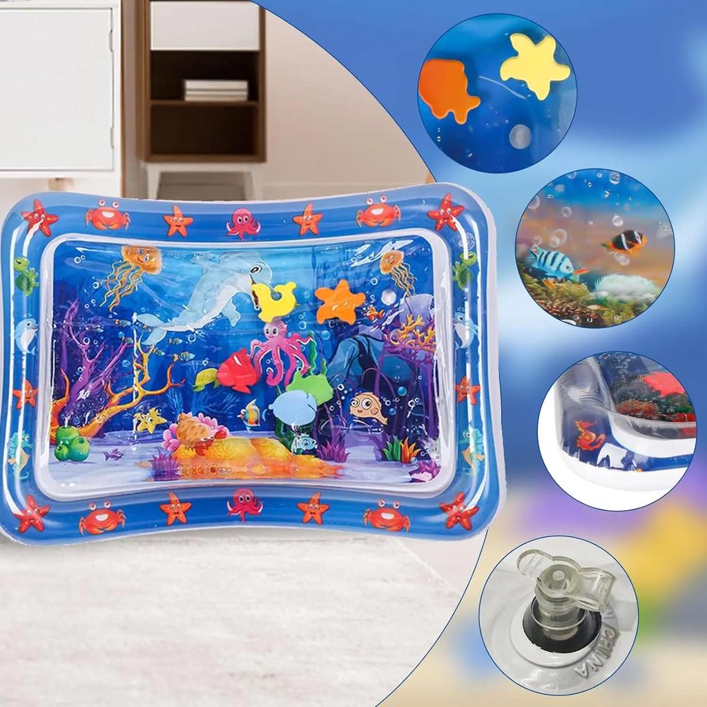 Podložka na hraní Water Sensory Zesílená nafukovací podložka do vody pro kočky a psy Hrací podložka s motivem ryb Moře Oceán Smyslová hračka Water