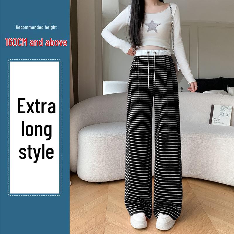 

2024 Autumn Stripe Wide-Leg Maternity Pants - Loose, Floor-Length, Casual Fit 2XL
