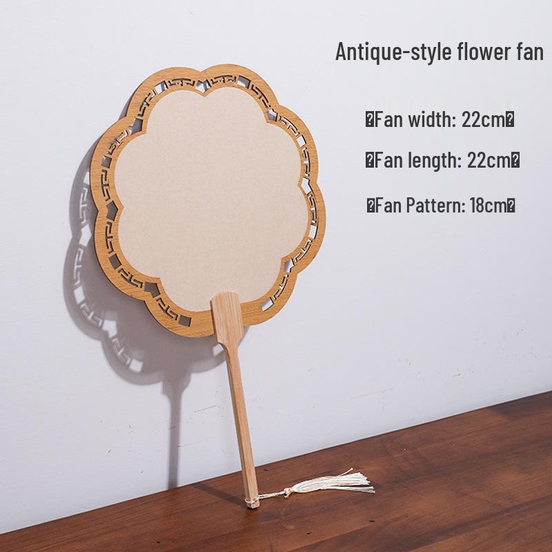 Thick Xuan Paper Hollowed Round Fan: High-Grade Double-Sided Blank Ancient-Style for French Painting & Calligraphy