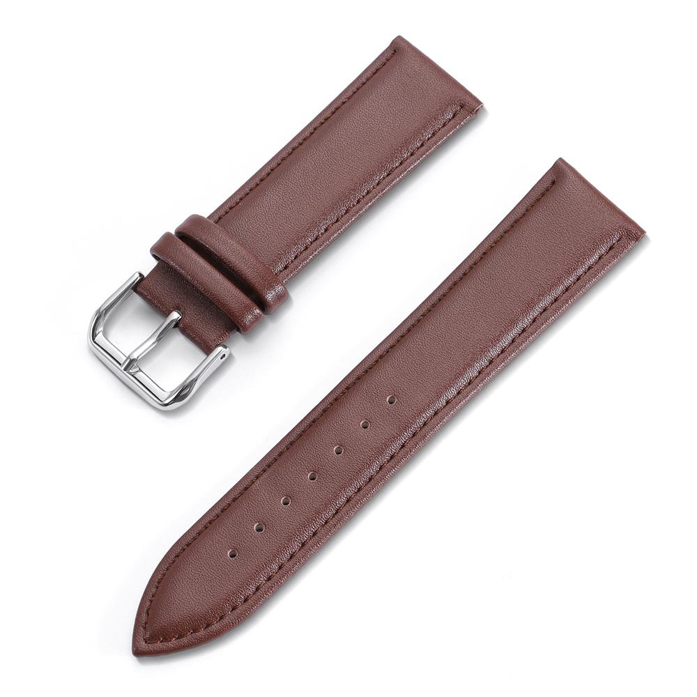 Universal Calfskin Leather Watch Strap Soft Material Watch Band 12/14/16/18/20/22mm Wristbands with Silver Stainless Steel Clasp