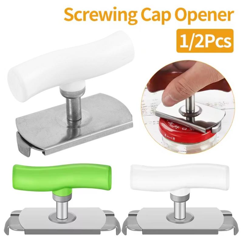 Multifunksjonell flaskekorkåpner Rustfritt stål Justerbar Lokk av Krukkeåpner Arbeidsbesparende Skruboksåpner Kjøkkenredskap