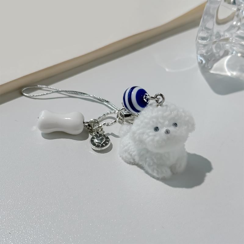 Adorable Dog Mobile Strap Multifuntional Dog Hanging Ornament Perfect for Phones Bags and Keychains Resin Alloy Texture