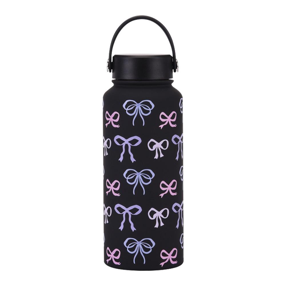 1000ML Vacuum Bottle Printed Design Portable Vacuum Sports Bottle Vacuum Insulated Printed Bow And Flowers Aquaflask Tumbler