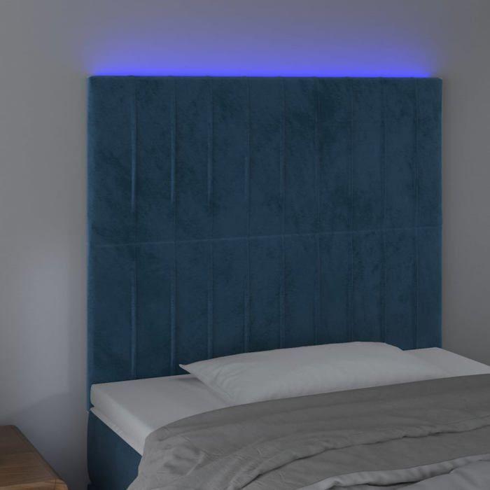 VidaXL Tête de Lit à LED Meuble de Chambre à Coucher Accessoire de Lit Simple Tête de Cadre de Lit Intérieur Bleu Foncé 3122702