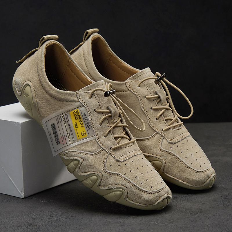 New 2024 Fashion Handmade Leather Casual Men Shoes Design Fall Sneakers Man Loafers Breathable Soft Flat Shoes Driving Shoes