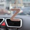 1pc Rhinestone A-Z Letter Car Rearview Mirror Pendant, Car Interior Decor