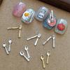 10Pcs 3D Spoon Fork Nail Art Ornament Diy Craft For Acrylic Nail Decoration Gold Silver Unique Shape Diy Charms Jewelry Manicure