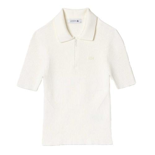 Lacoste Damen/Damen Rippstrick Viertelreißverschluss Poloshirt