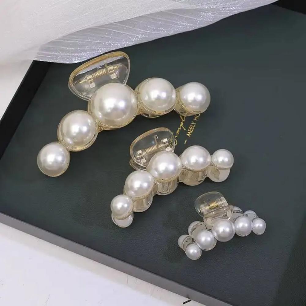 Korean Hairpins Elegant Pearl Hair Claws Pearl Claw Clips Shark Jaw Clamps  For Women Girls Fashion Hair Styling Headwear Tool