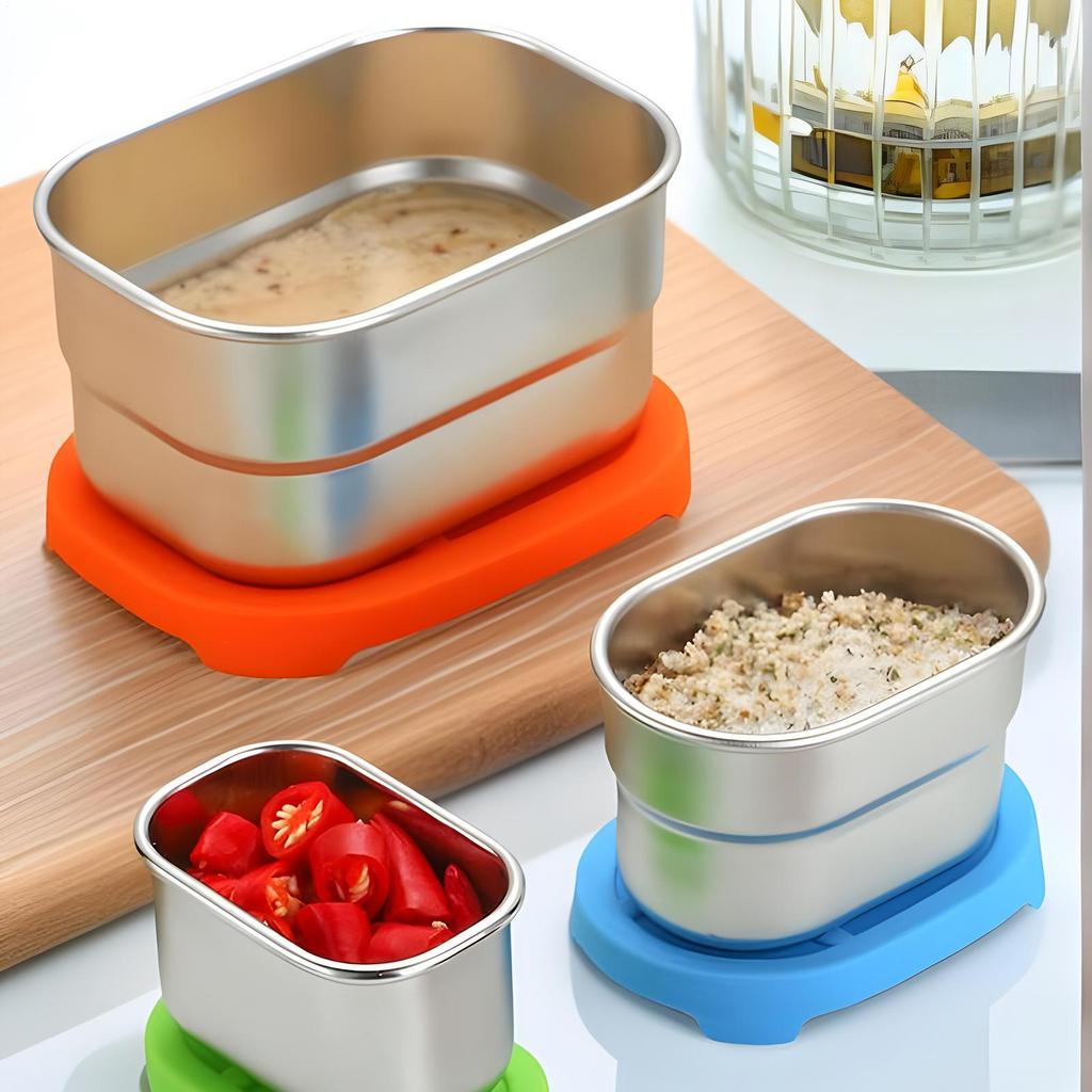 6pcs Stainless Steel Student Food Box 8 Oz Leak Proof Food Storage Containers With Silicone Lids School Lunch Supplies Storage