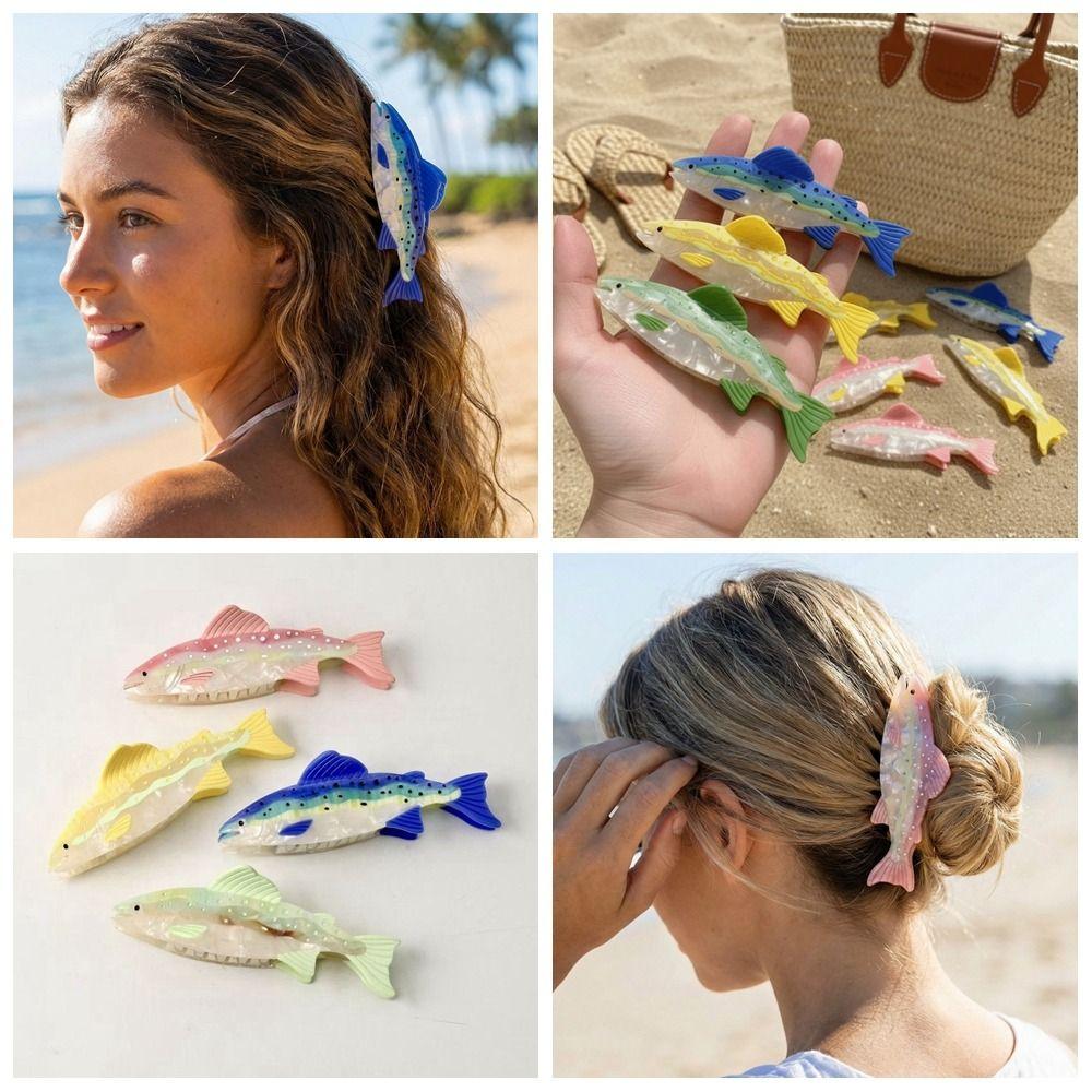 Sweet Hairpin Ocean Fish Hair Claw Acetate Acetic Acid Marine Animals Hair Clip Salmon Shark Clip Fish Grab Clip Travel