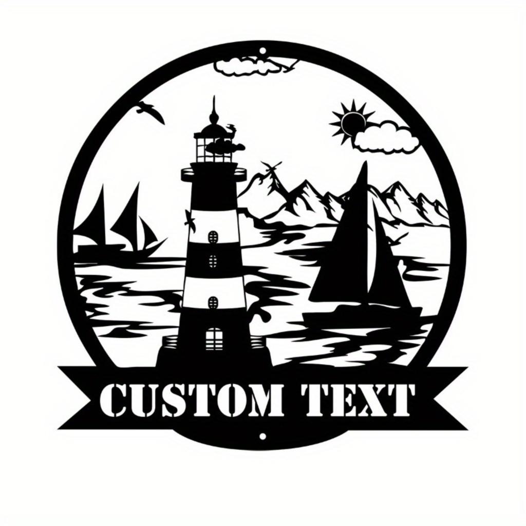 Custom Personalized Lighthouse Metal Sign Nautical Wall Art Indoor Monogram Decor