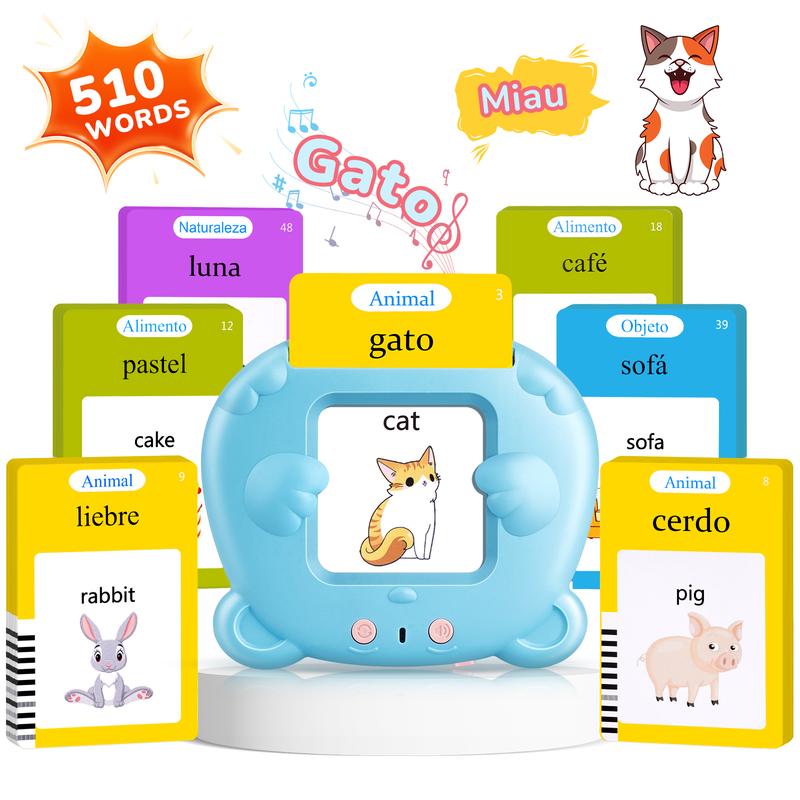 

AHJ Bilingual Talking Flash Cards for Toddler 1 2 3 4 Year Olds, Language Learning Toys, Pocket Speech Therapy Toys, Autism Toys, Montessori Toys