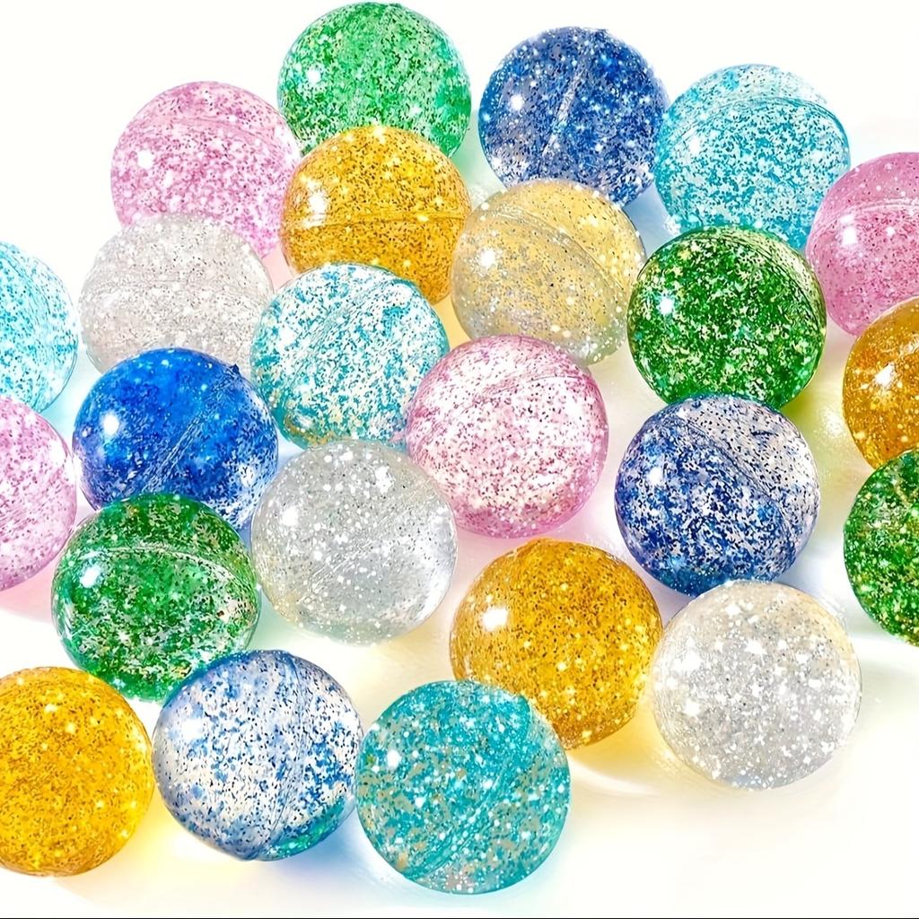[Glittery Bouncing Balls] 20pcs Colorful Glittery Bouncing Balls-Assorted Rubber Party Favors,27mm Sparkling Multi-Colored Balls