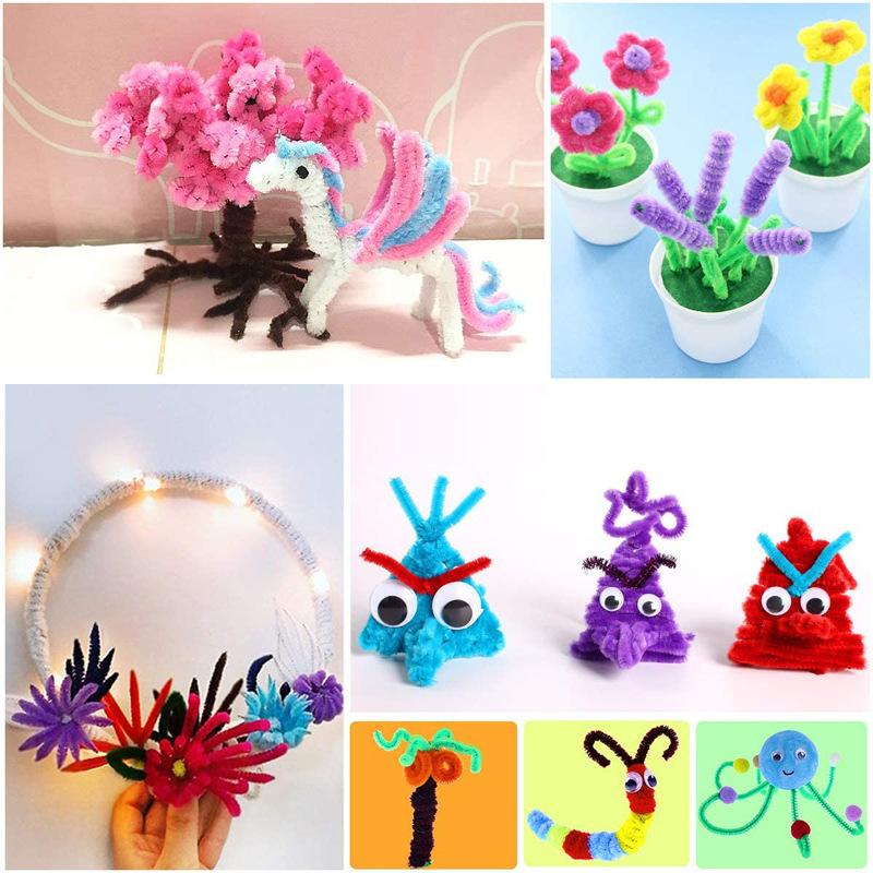 Colorful Craft Kit for Kids DIY Toys Puzzle Handicraft Toys Variety Craft Supplies Set Twisting Rod Plush Ball Button TMZ