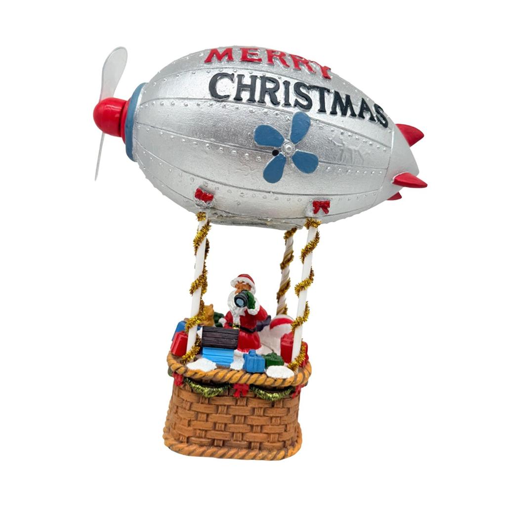 Christmas Ornament Small Decor Winter Holiday Santa Figurine Hot Air Balloon with Lights