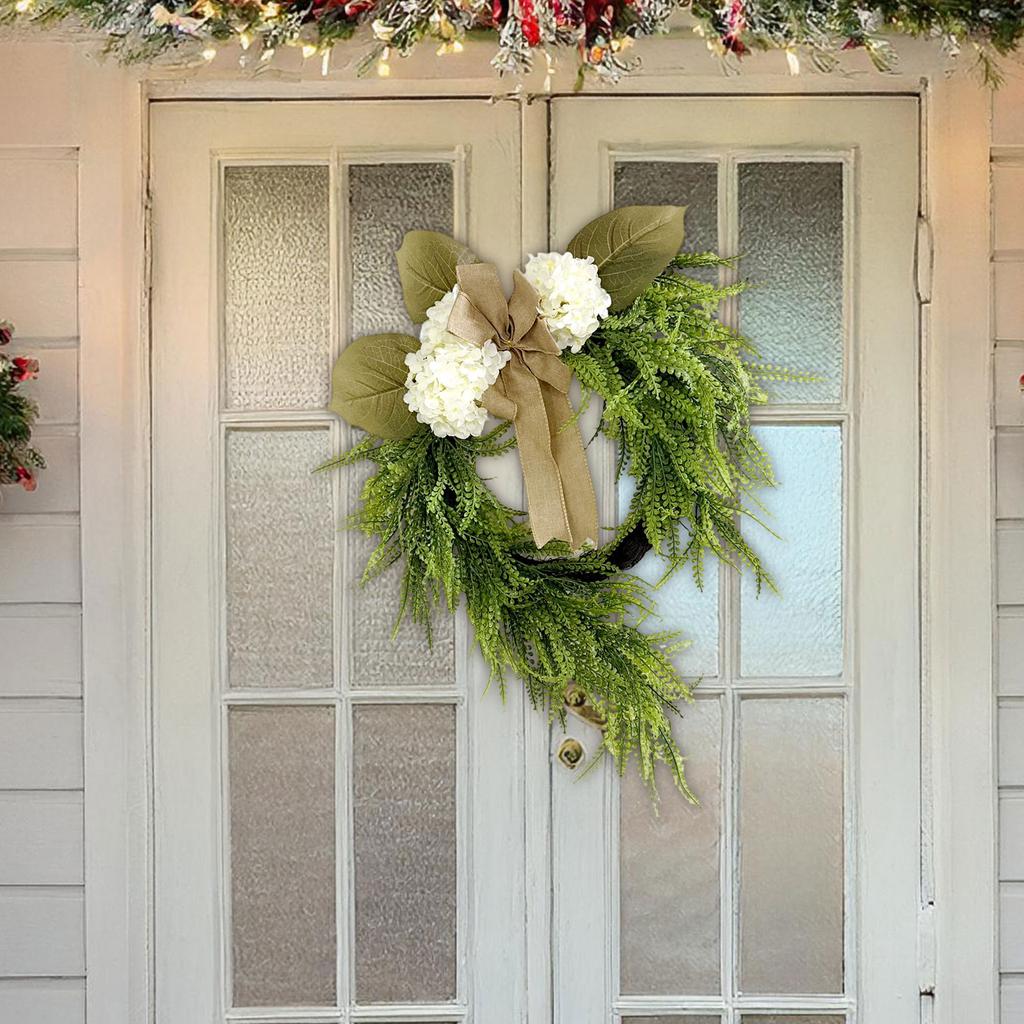 Rustic Hydrangea Flower Wreath Hanging Decoration, Home Decor, Bowknot Wall Hanging Wreath For Doors.